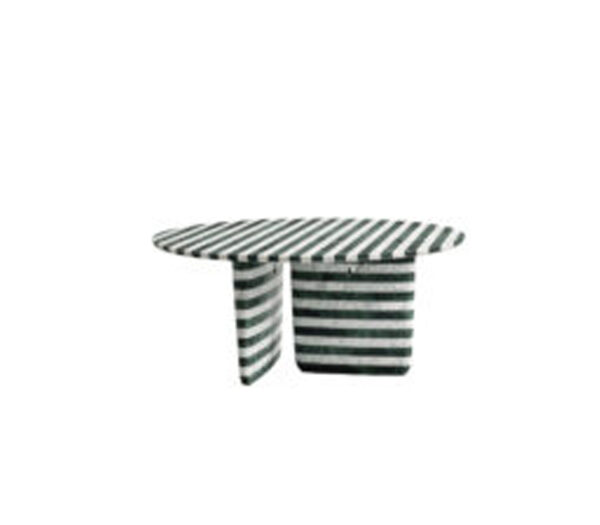 B&B Ital*a Tobi-Lshi Striped Marble Dining Table