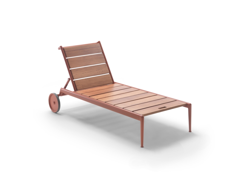 Flexform Atlante Wood Chaise Longue Daybed